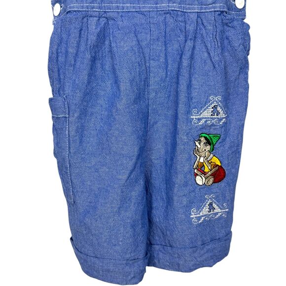 Artigianato Ricami Unisex Faux denim embroidered shorts overalls Size 2 - Picture 8 of 14